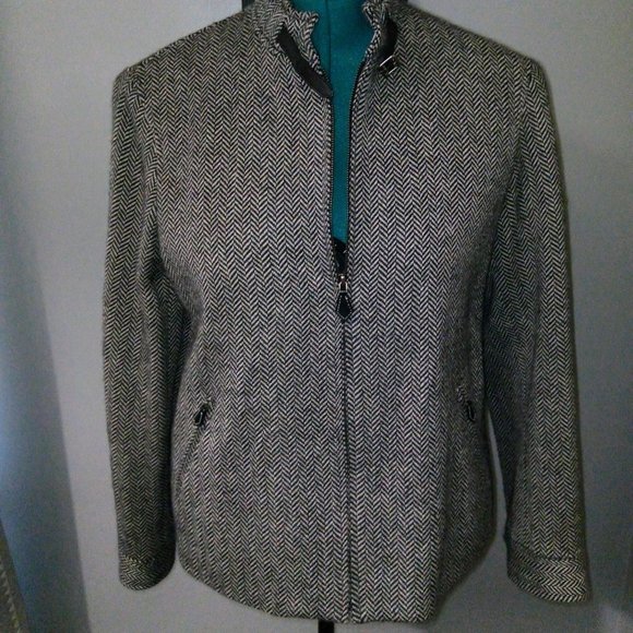 Lauren Ralph Lauren Wool Alpaca Herringbone Jacket Sz 14 - Picture 3 of 15